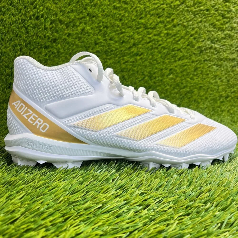 Adidas Adizero Impact.2 MD Mens Size 10 White Gold Running Football Cleats